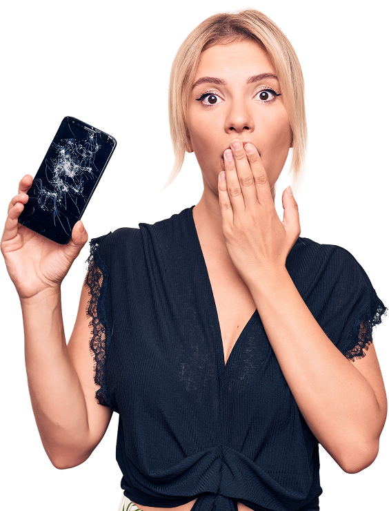 Woman with broken phone